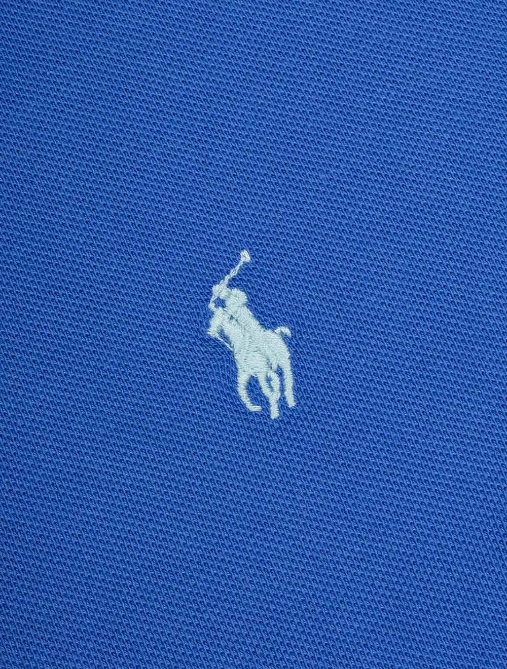 Basic Mesh Long Sleeve Polo Blue