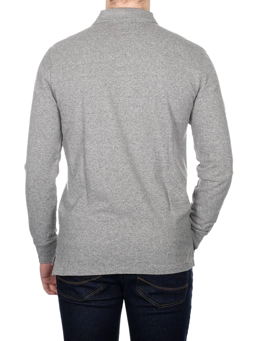 Basic Mesh Long Sleeve Polo Grey