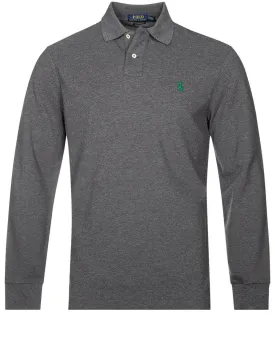 Basic Mesh Long Sleeve Polo Grey