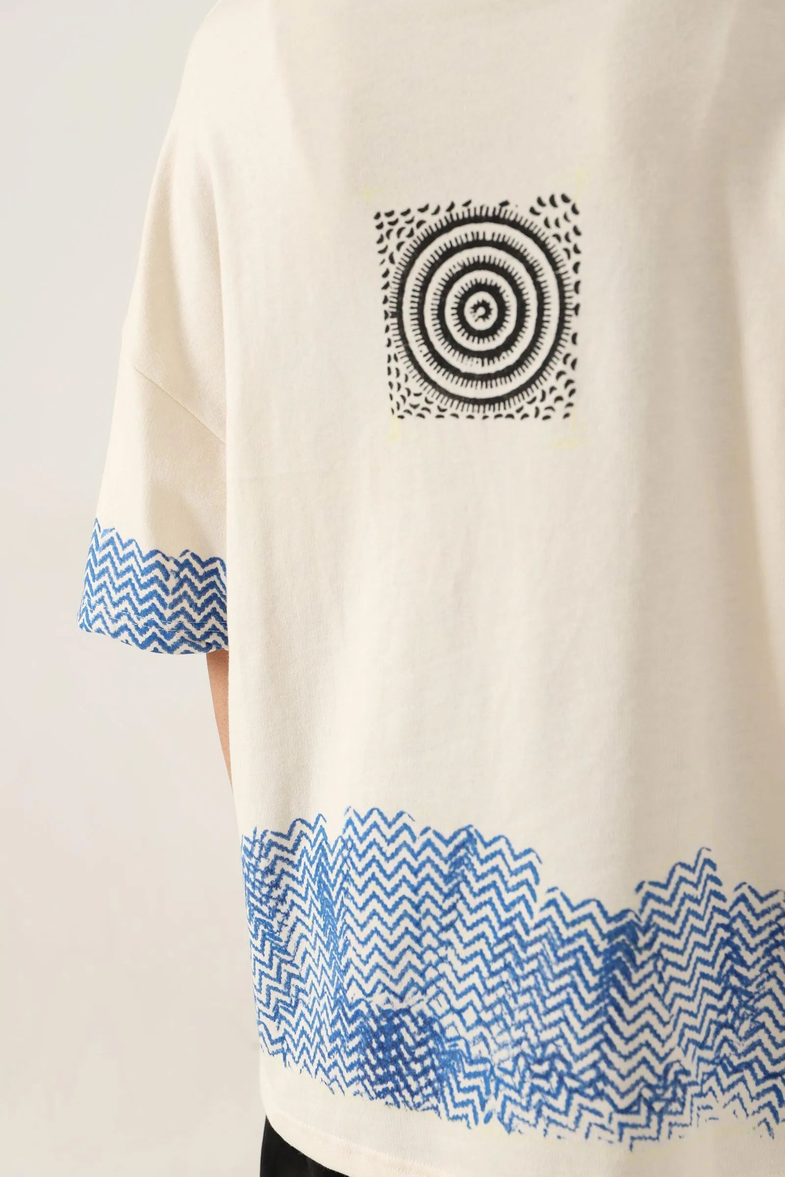 BEIGE BLOCK PRINTED T-SHIRT