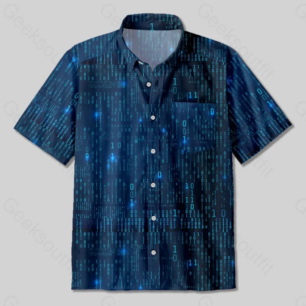 Binary Computer 1s and 0s Button Up Pocket Shirt