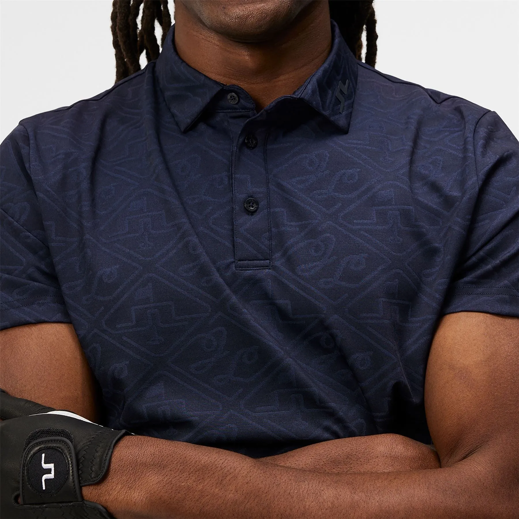 Bison Regular Jacquard Polo JL Navy - AW24