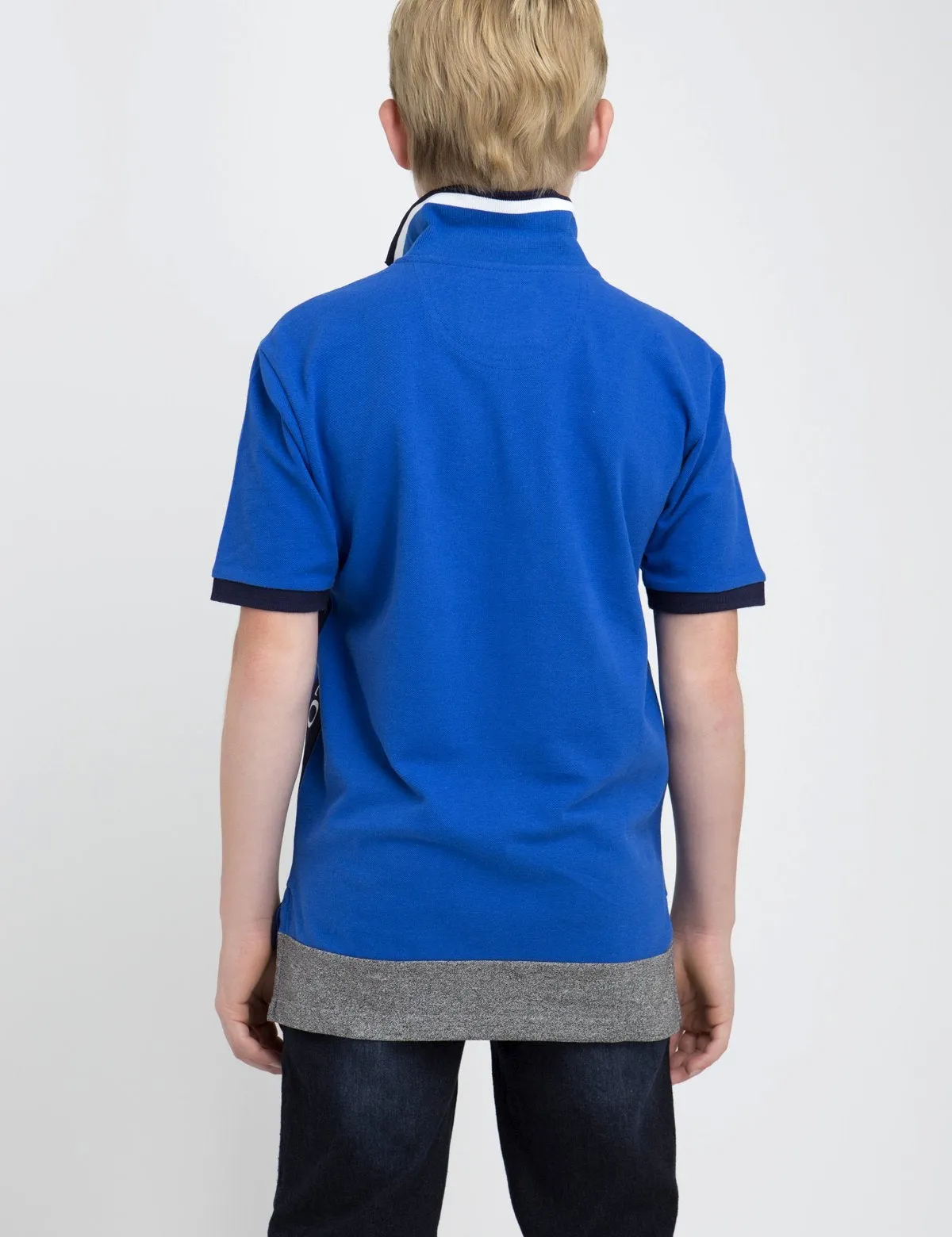 BLACK MALLET BOYS DIAGONAL POLO SHIRT