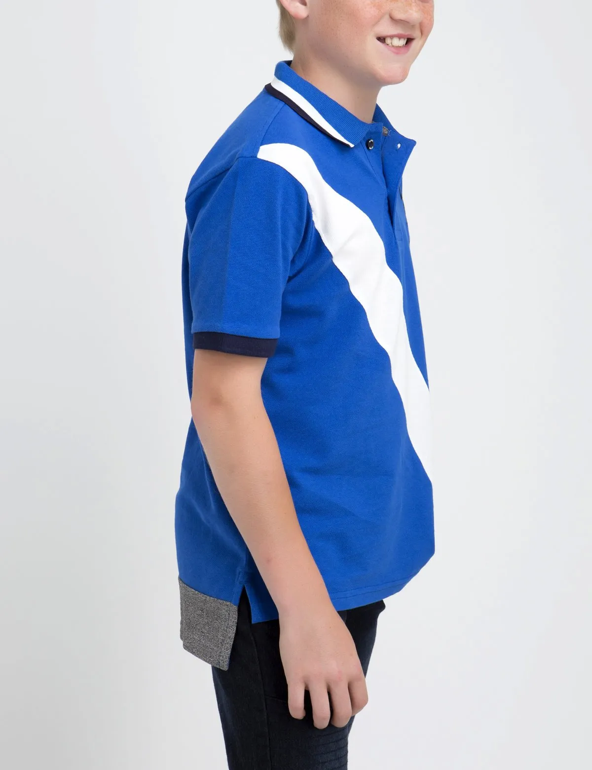 BLACK MALLET BOYS DIAGONAL POLO SHIRT