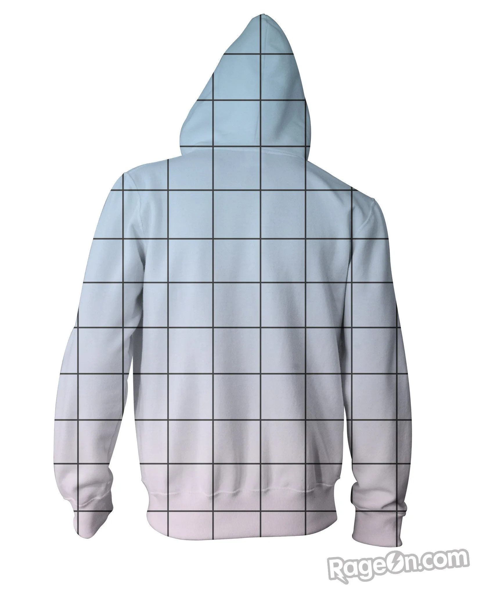 Blue Pink Grid Zip-Up Hoodie