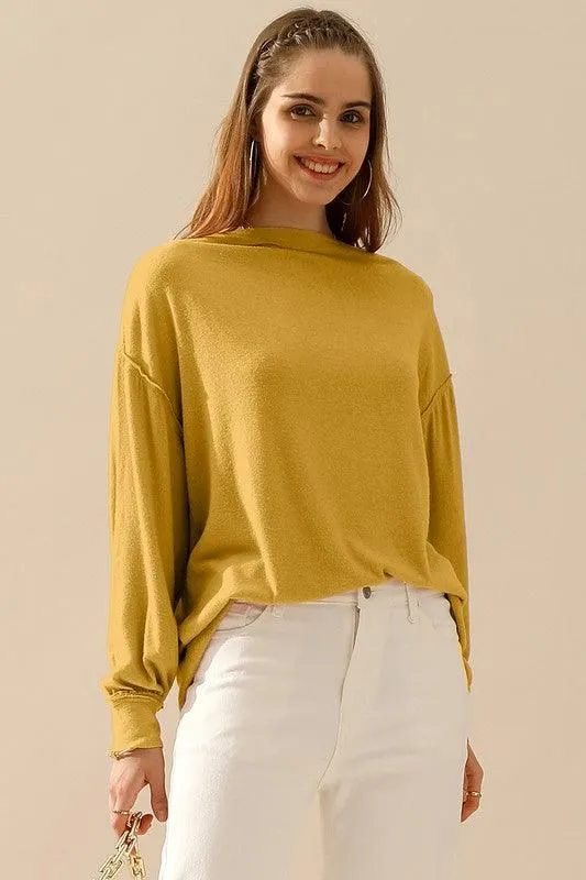 BOAT NECK PULLOVER SWEATER KNIT TOP WITH RAW SEAM