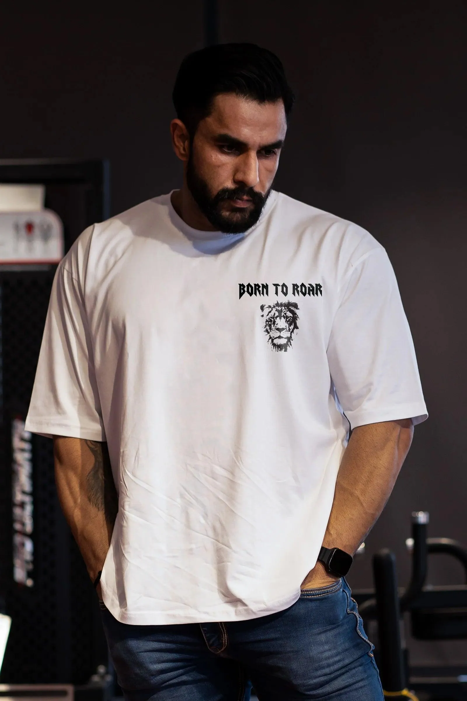 Born To Roar Oversized T-shirt (White)