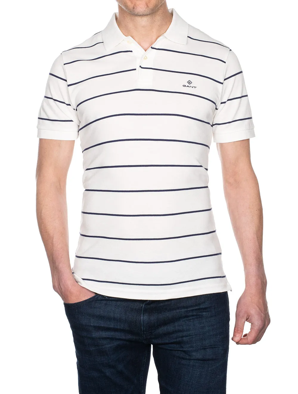 Br Stripe Pique Short Sleeve Rugger Eggshell