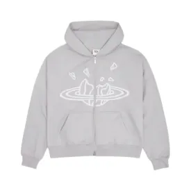 Broken Planet Zip Up Hoodie Stone Grey