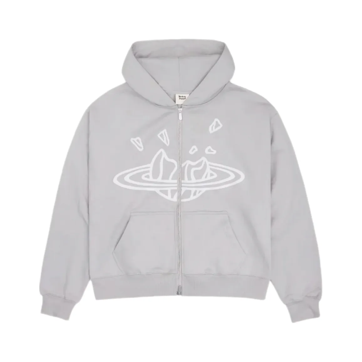 Broken Planet Zip Up Hoodie Stone Grey