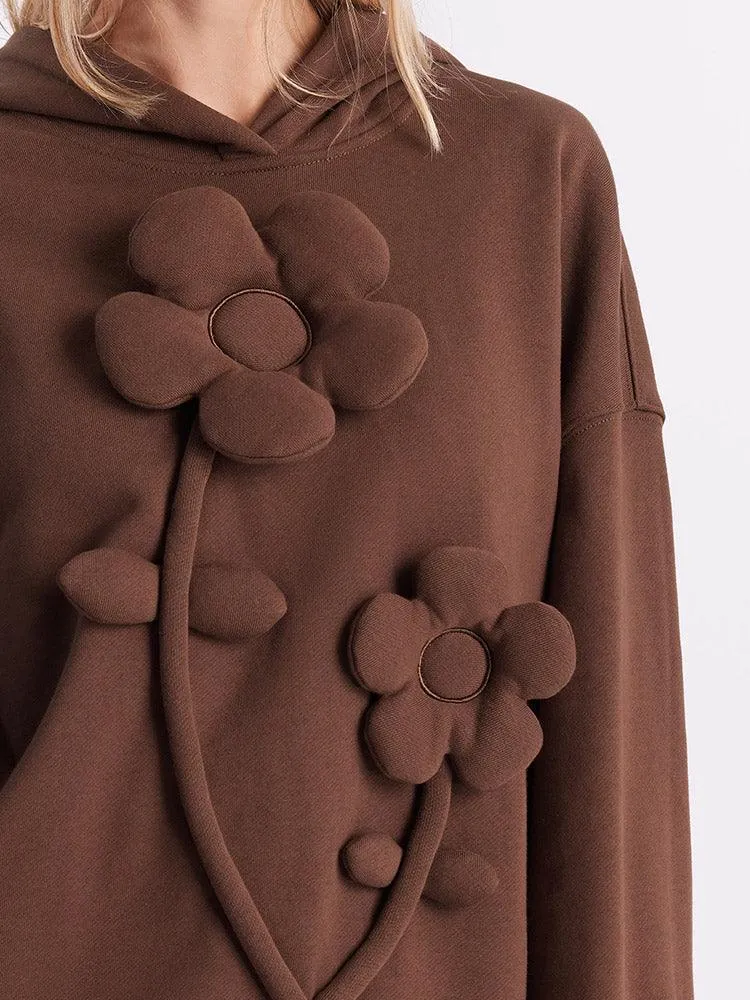 Brown Flower Hoodie