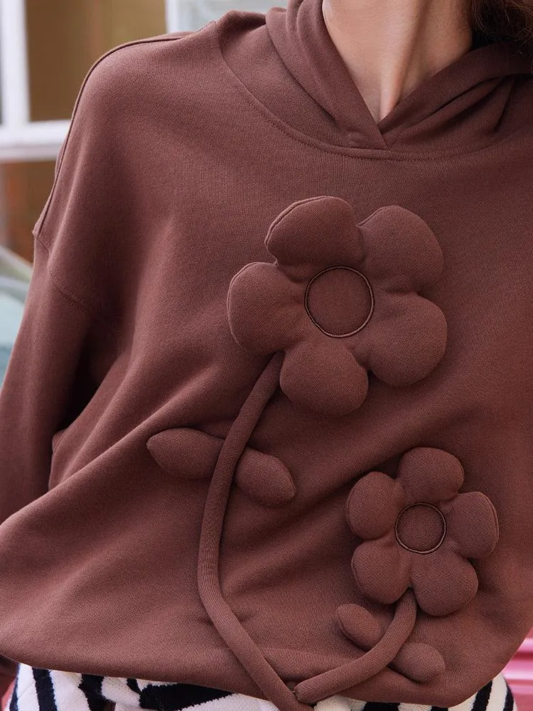 Brown Flower Hoodie