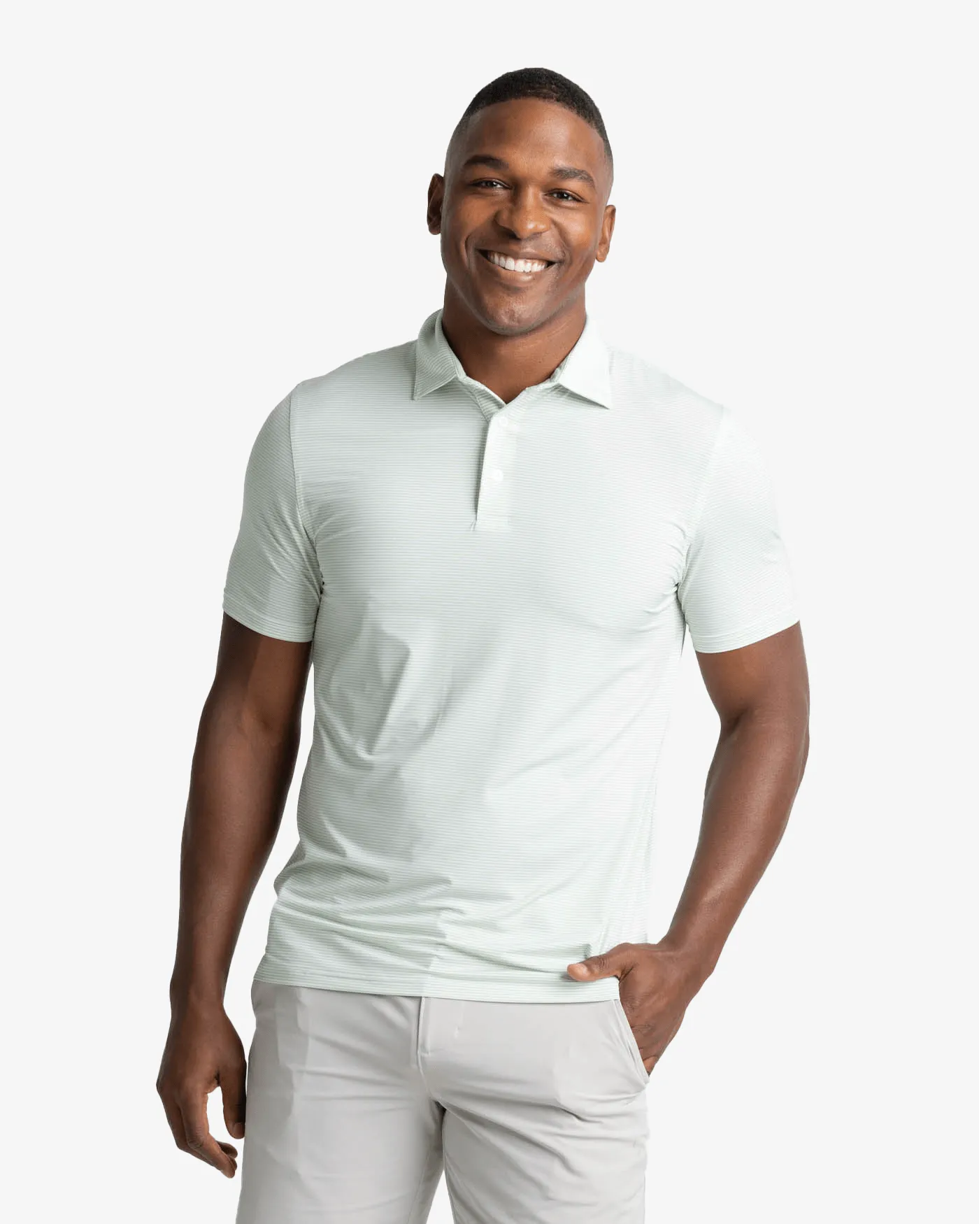 brrr°-eeze Meadowbrook Stripe Polo - Smoke Green