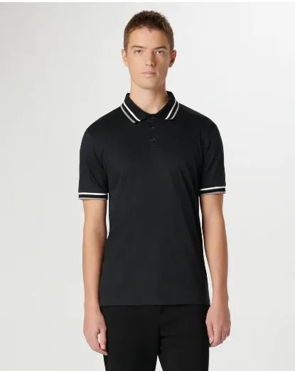 Bugatchi Tipped Solid Polo, Black