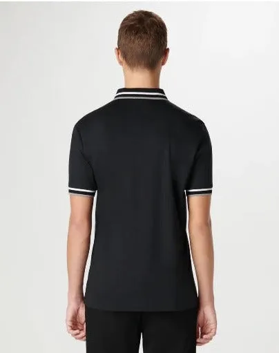 Bugatchi Tipped Solid Polo, Black