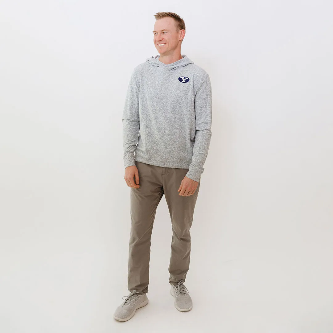 BYU Men's Travel Hoodie, Heather Grey