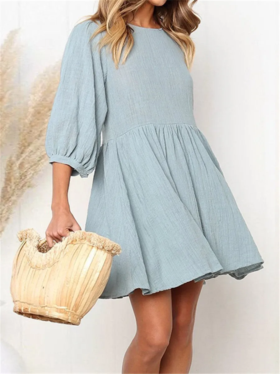 Casual Fashion Solid Color Loose Mini Dresses