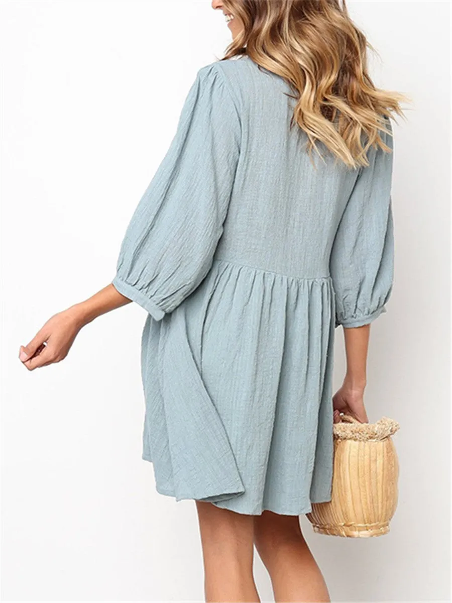 Casual Fashion Solid Color Loose Mini Dresses