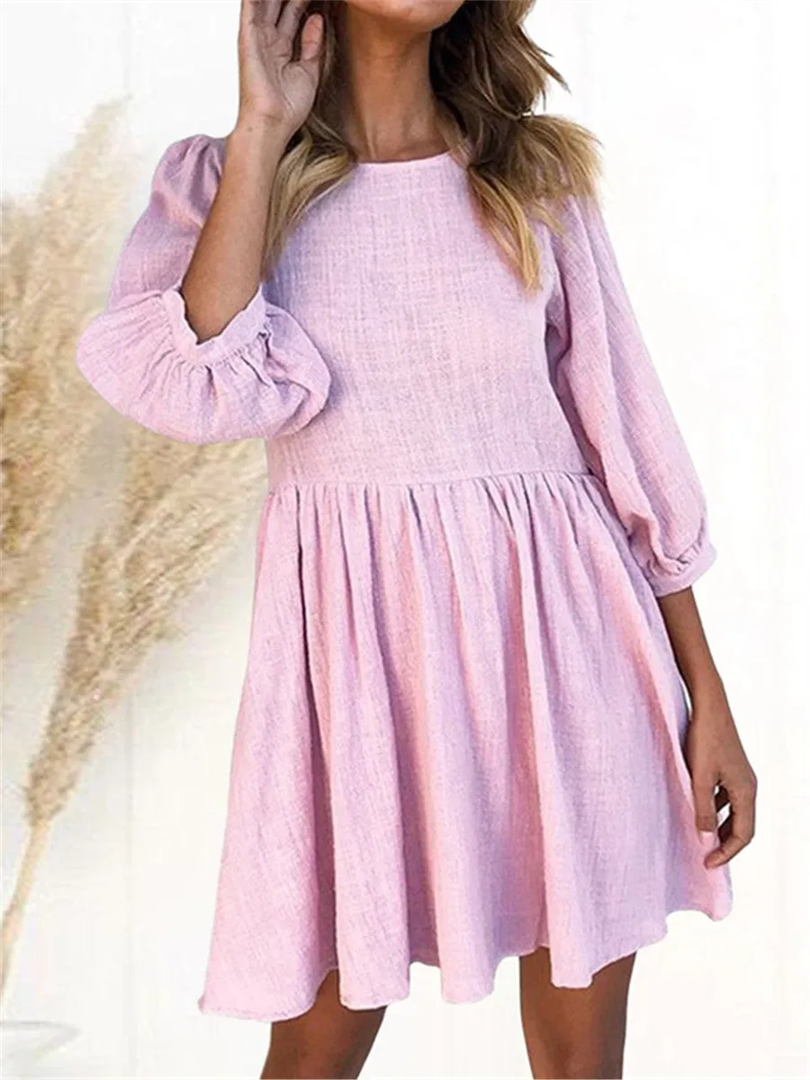 Casual Fashion Solid Color Loose Mini Dresses