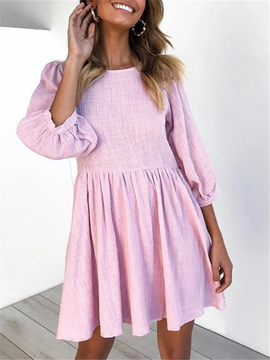 Casual Fashion Solid Color Loose Mini Dresses