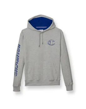 Champion Powerblend Fleece Graphic Hoodie Oxford Grey/Valiant Blue GF89H 586MLA AW4M