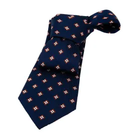 Champlain Foulard Silk Tie, Navy / Brown / Silver