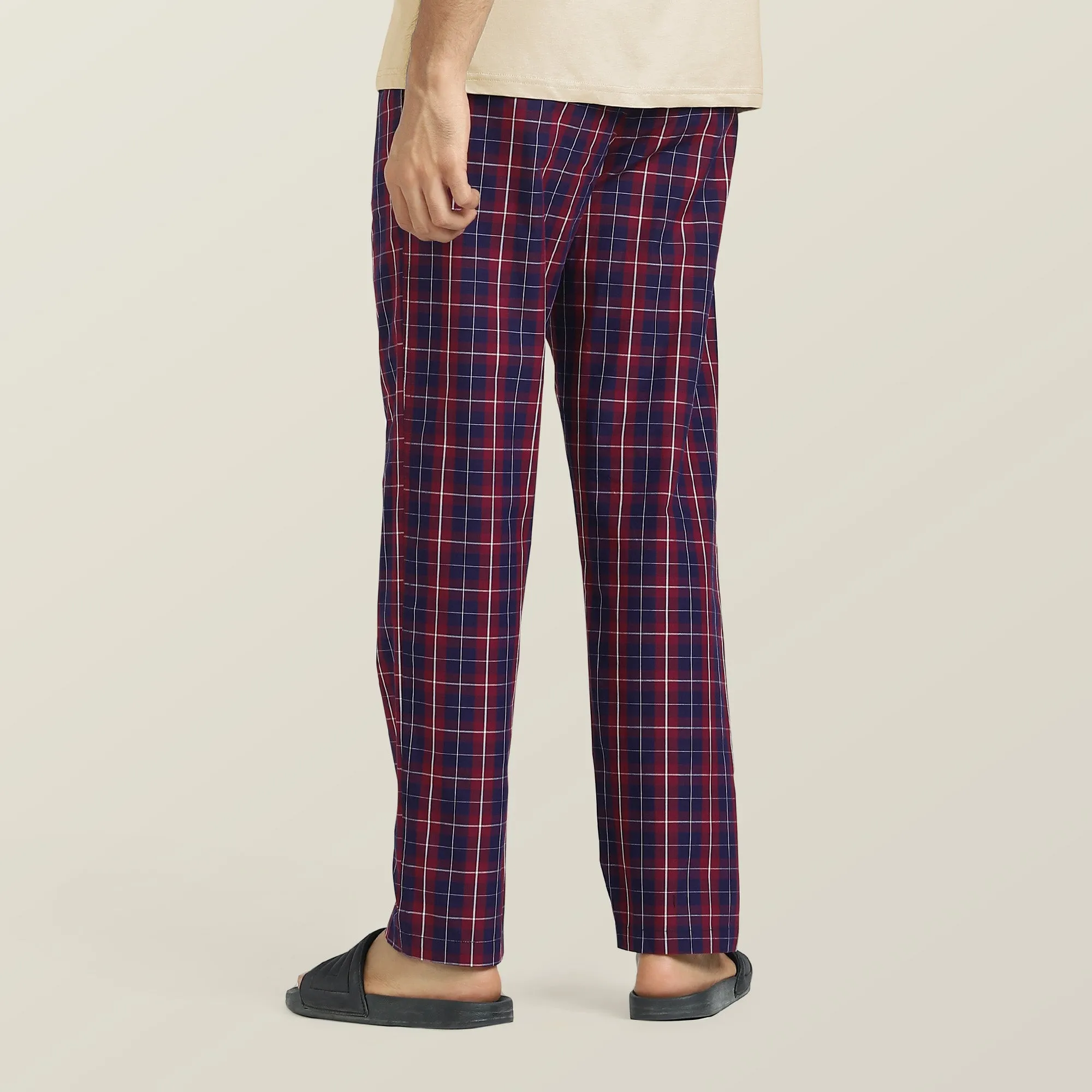 Checkmate Combed Cotton Pyjamas Autumn Maroon