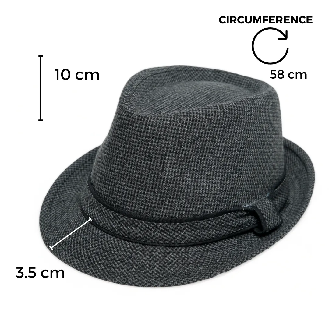 Chokore Classic Plaid Fedora Hat (Dark Gray)