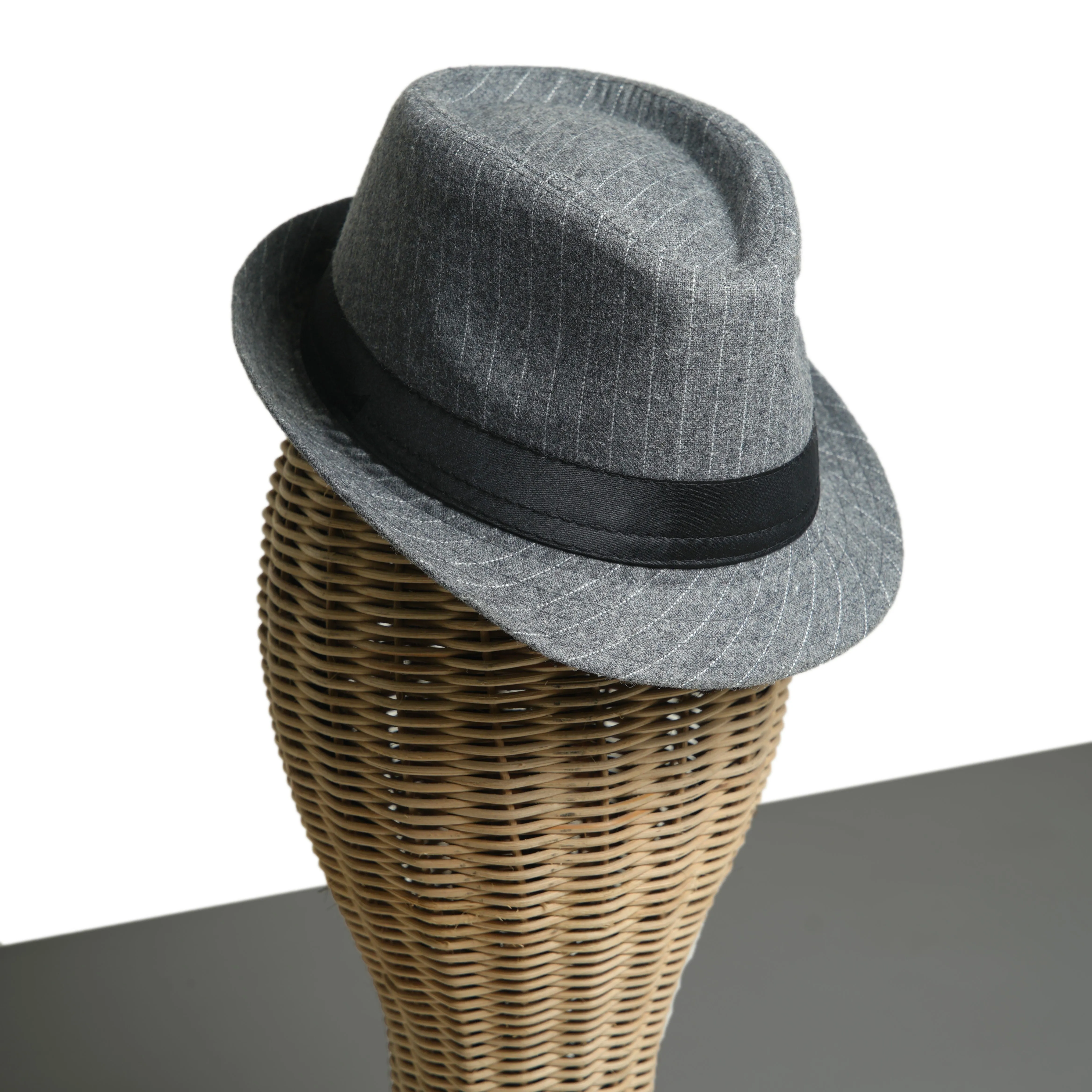 Chokore Classic Striped Fedora Hat (Dark Gray)