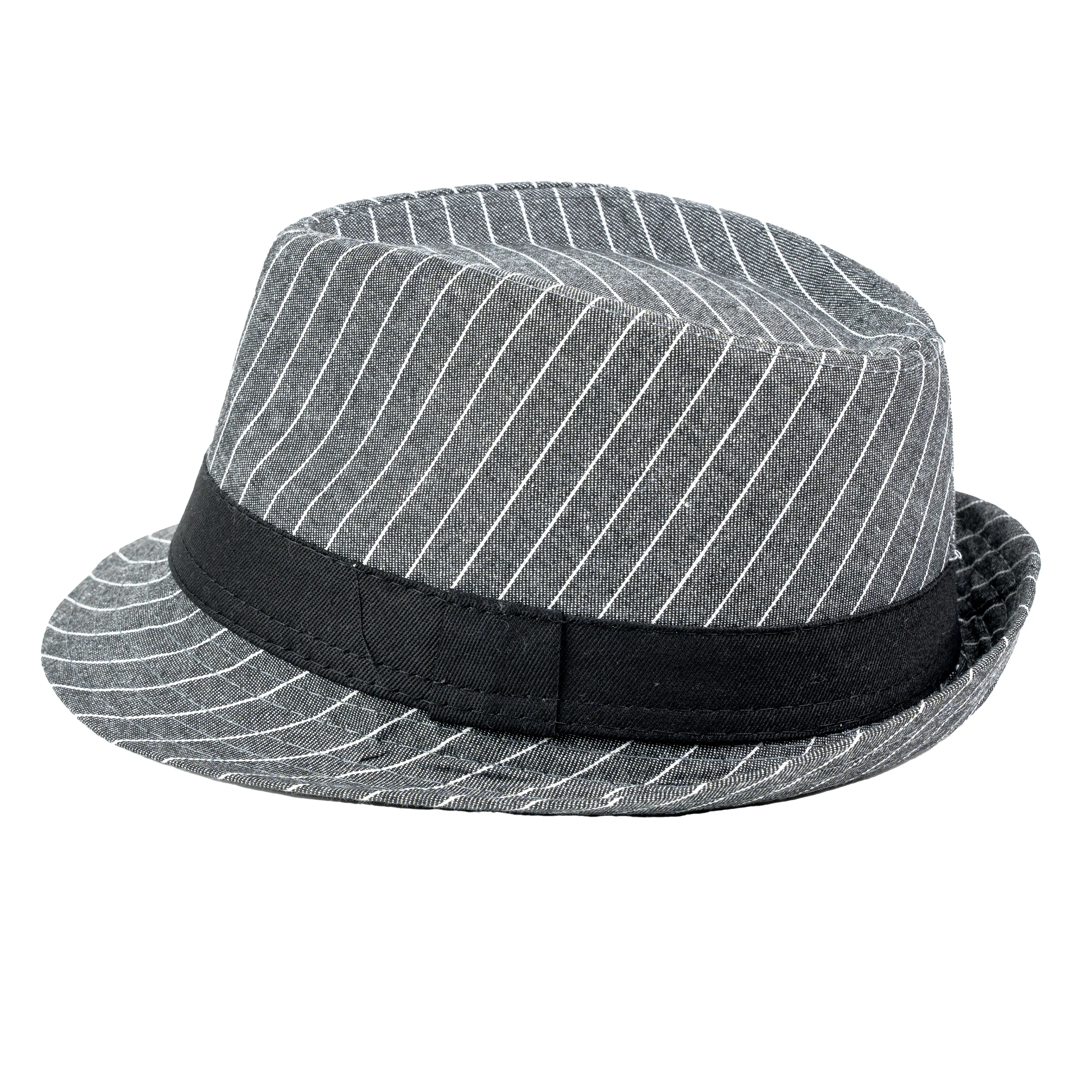 Chokore Classic Striped Fedora Hat (Dark Gray)