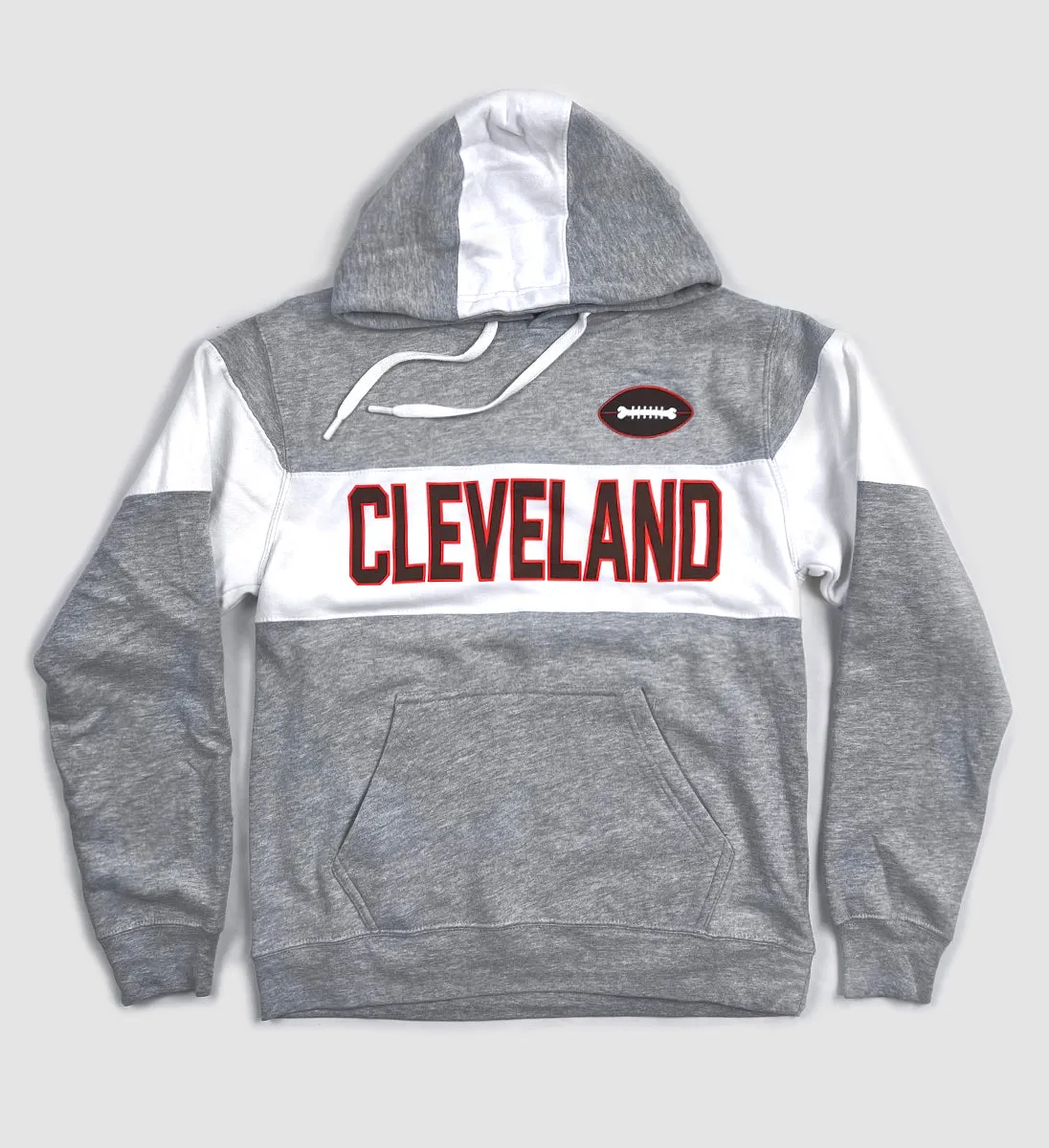 Cleveland Football Grey Stripe Hooded Sweatshirt