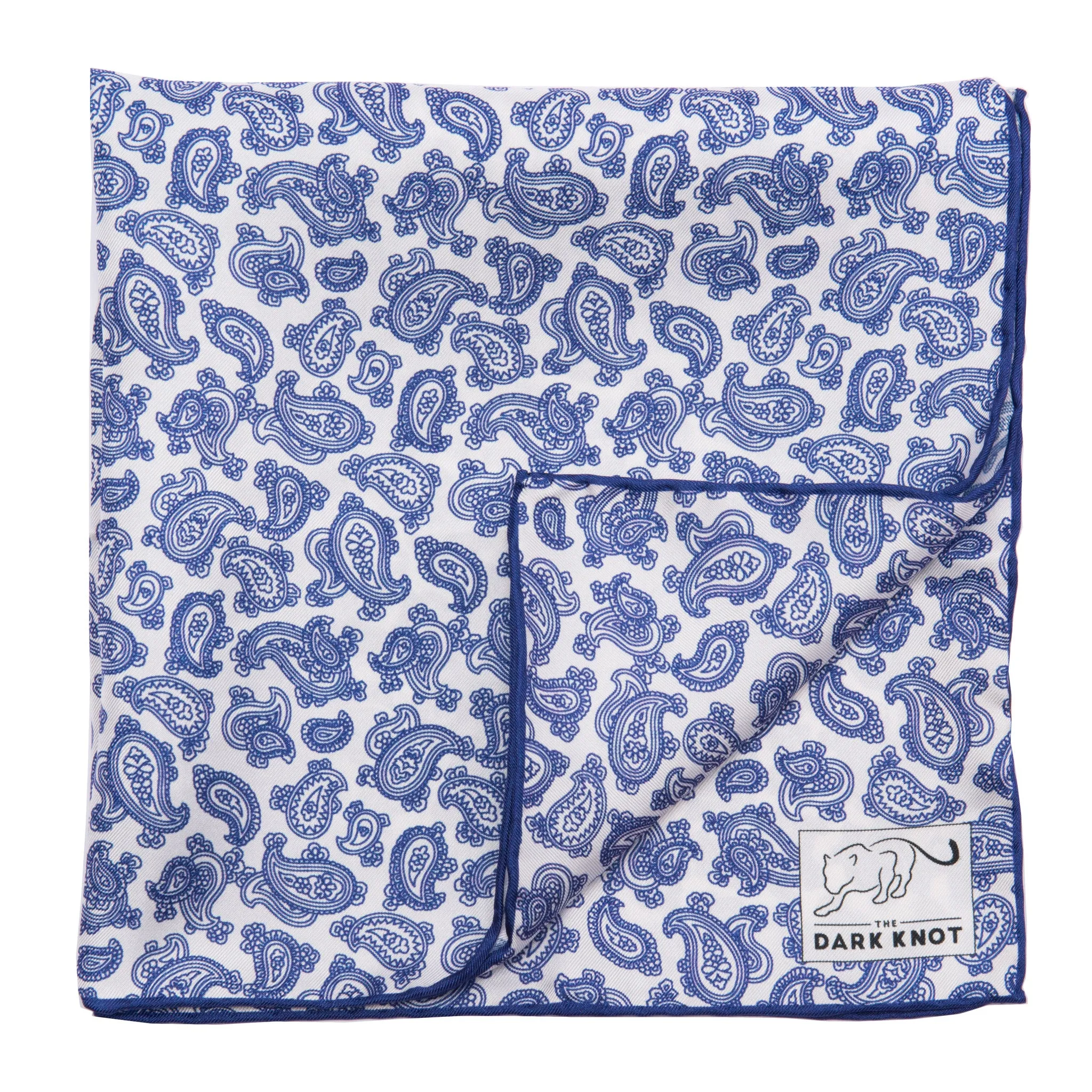 Coldspring Abstract Silk Pocket Square, White / Blue