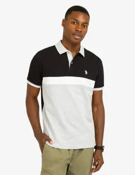 COLOR BLOCK OTTOMAN TEXTURE KNIT POLO SHIRT