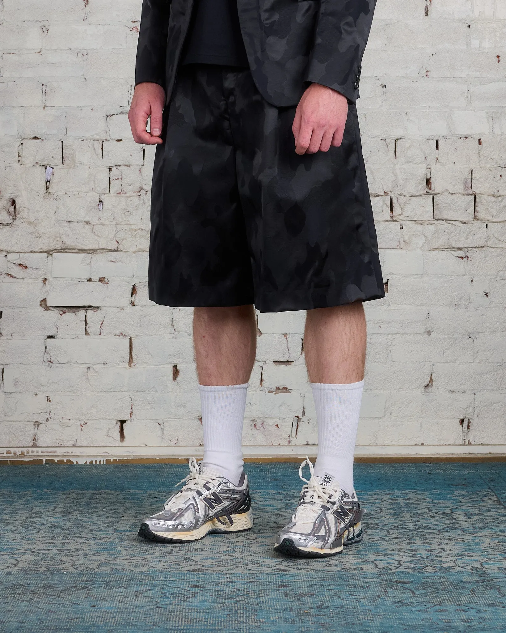 COMME des GARÇONS HOMME Plus Nylon Jacquard Camo Pattern Short Black