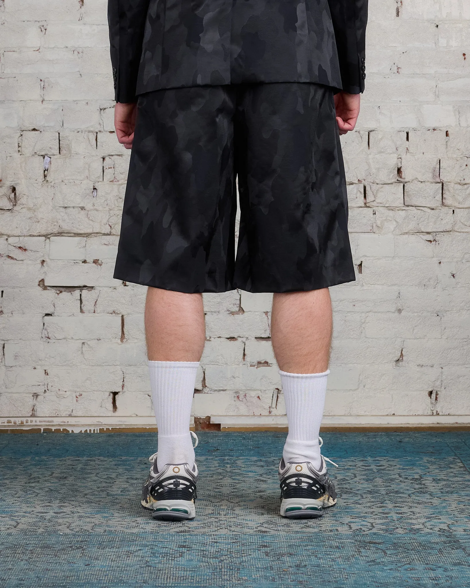 COMME des GARÇONS HOMME Plus Nylon Jacquard Camo Pattern Short Black