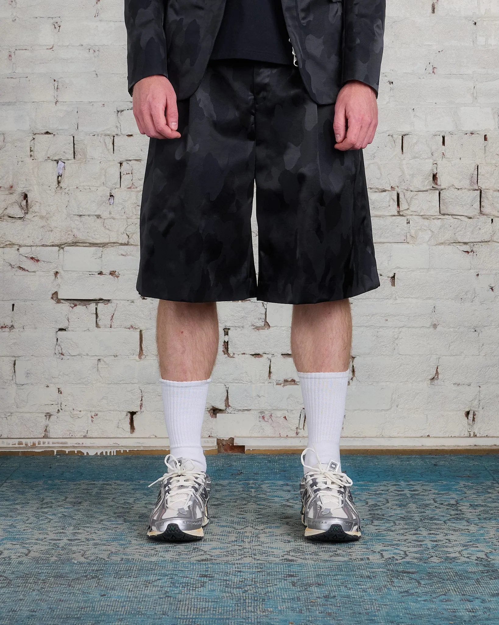 COMME des GARÇONS HOMME Plus Nylon Jacquard Camo Pattern Short Black