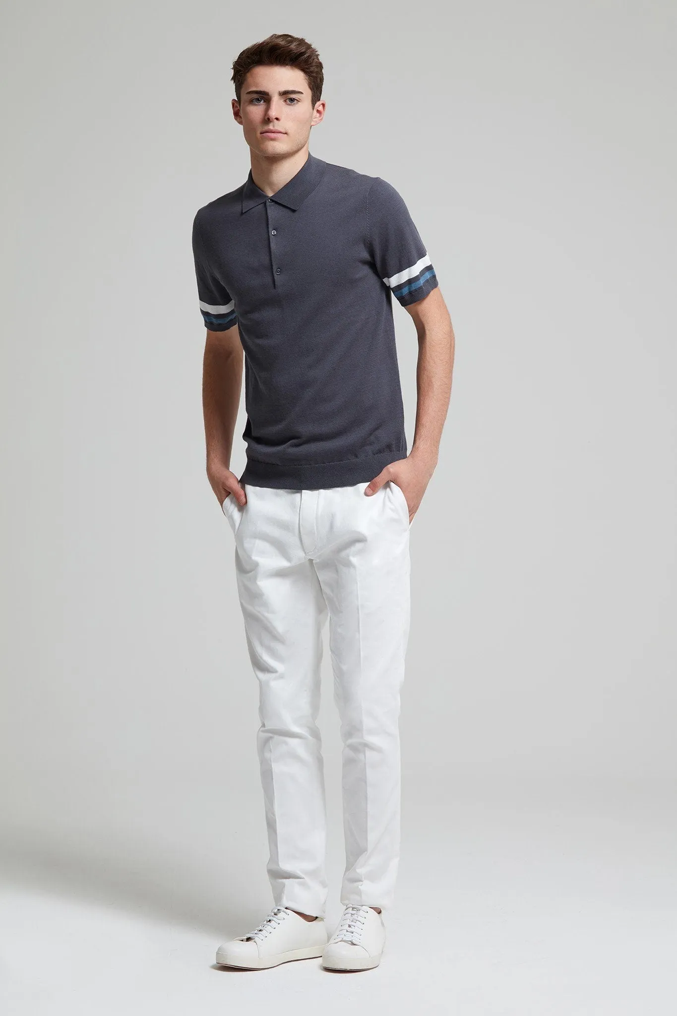 Contrast Tipped Knit Cotton Polo