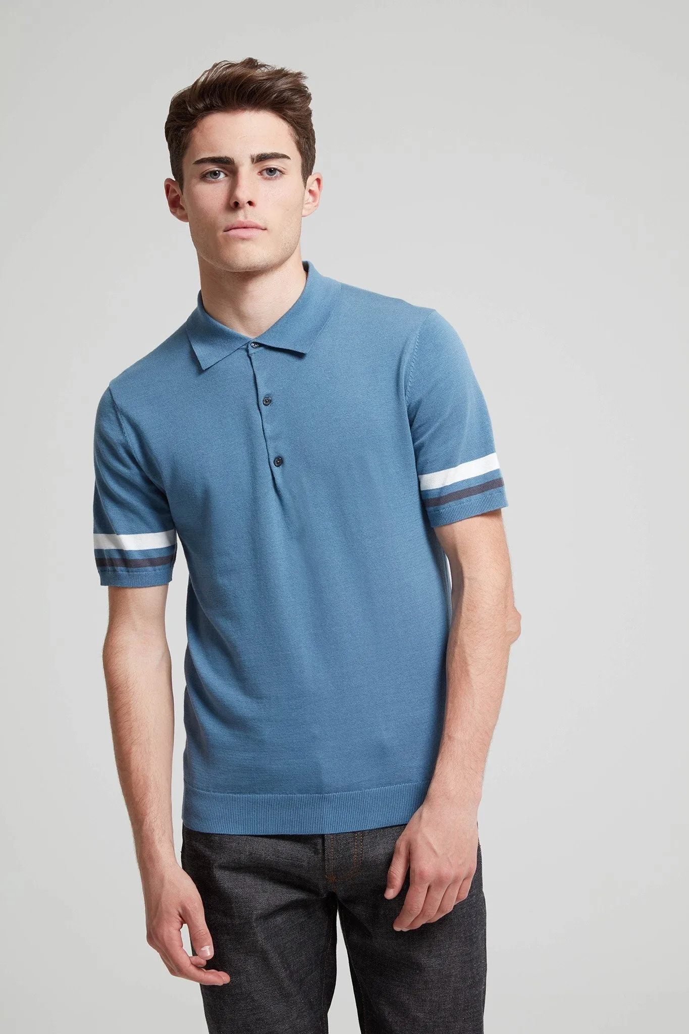 Contrast Tipped Knit Cotton Polo