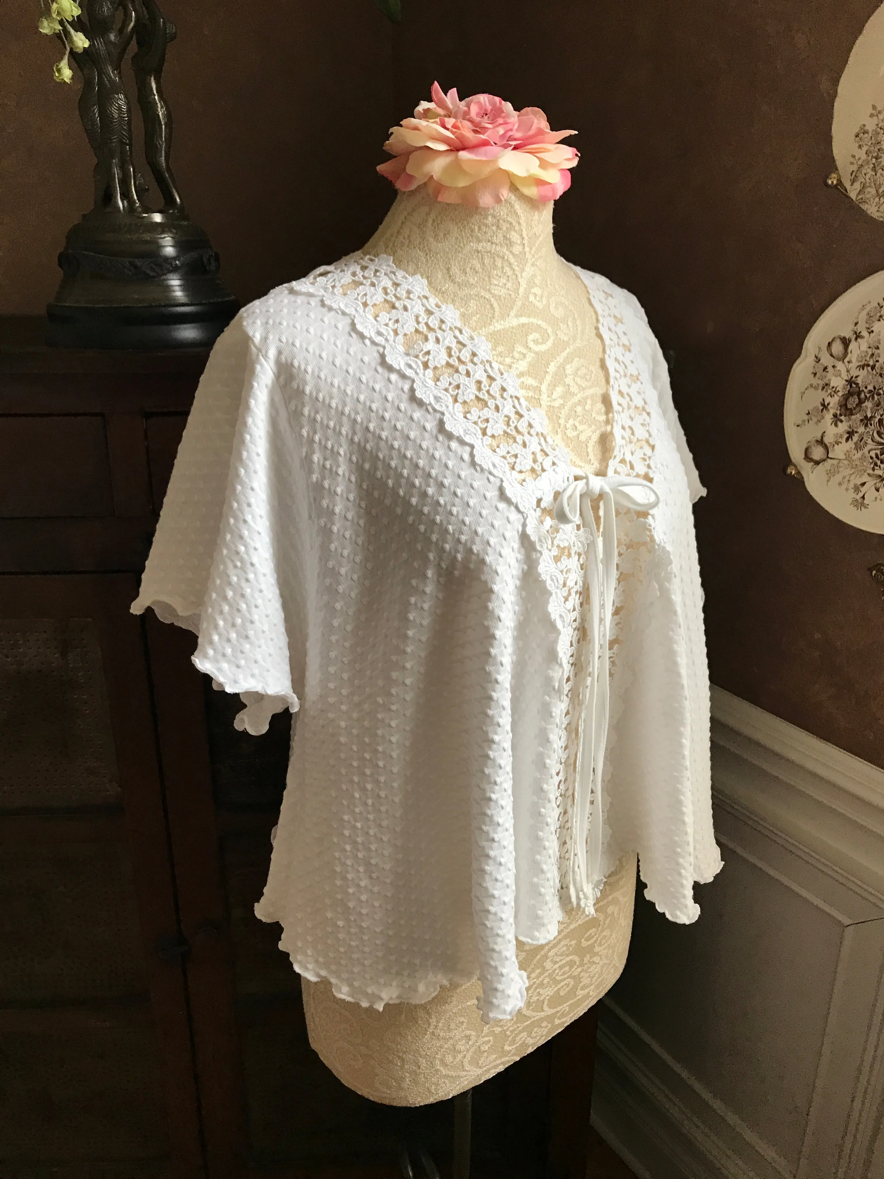 Cotton Bed Jacket Venise Lace Simple Pleasures Couture