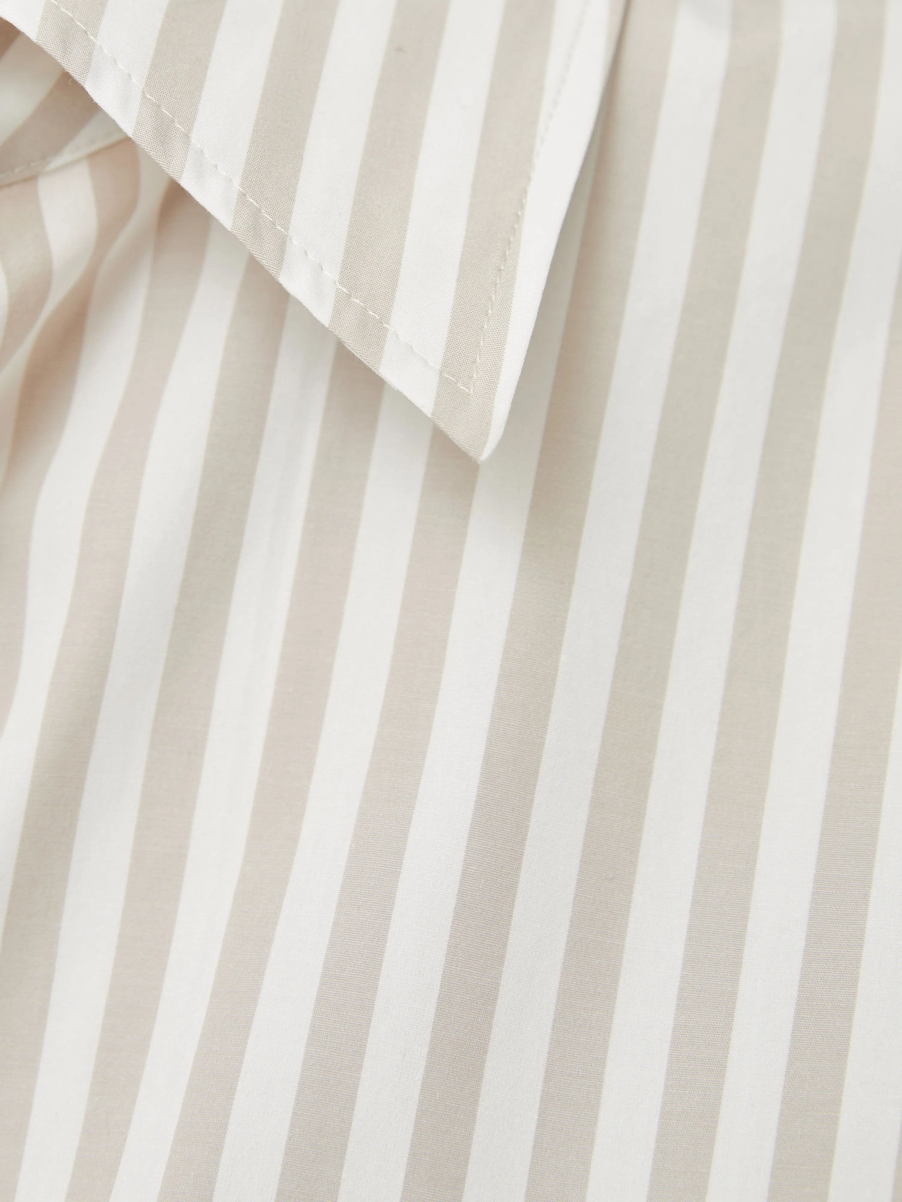 Cotton Poplin Stripe Shirt | Taupe