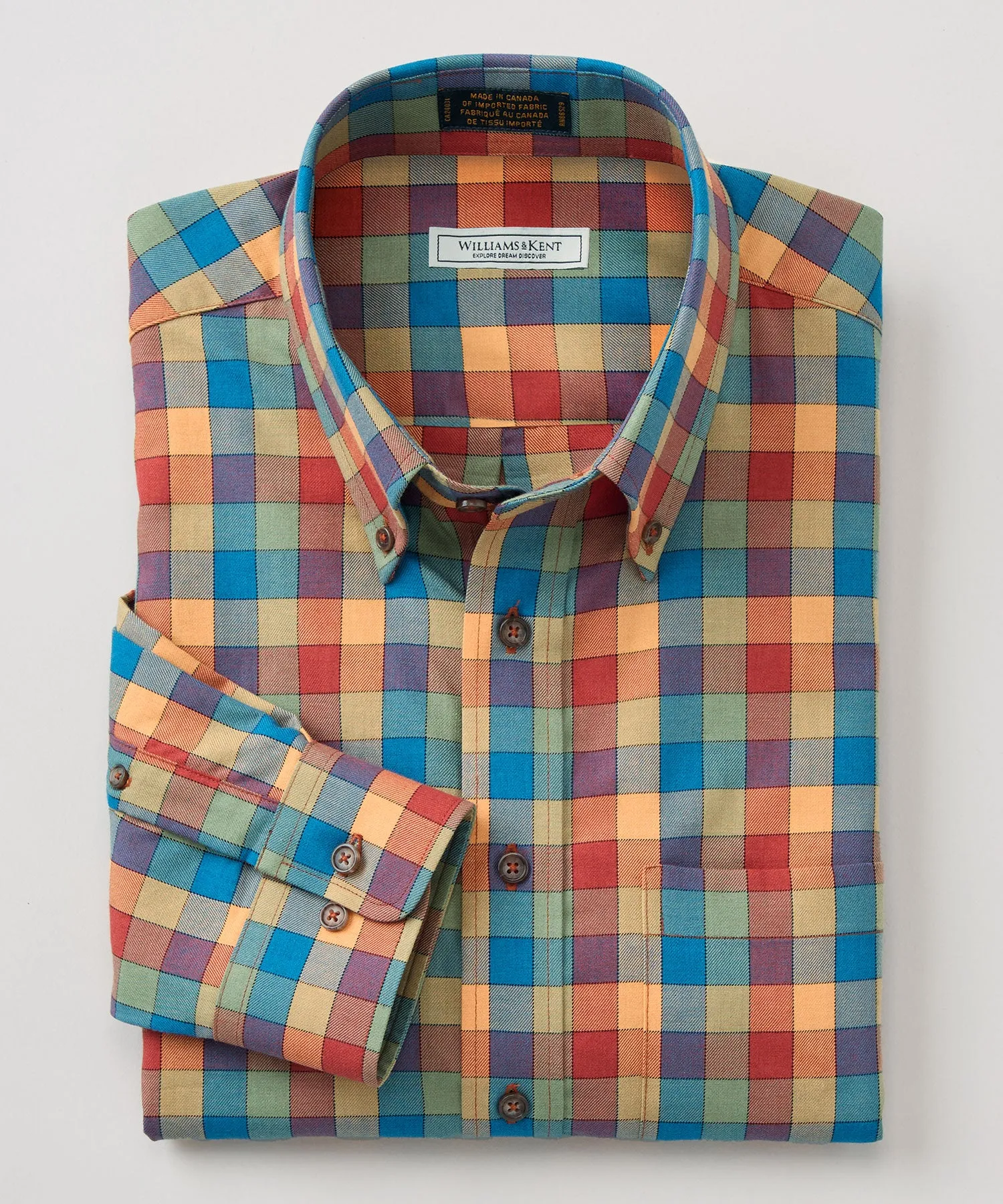 Cotton-Wool Box Plaid Long Sleeve Sport Shirt