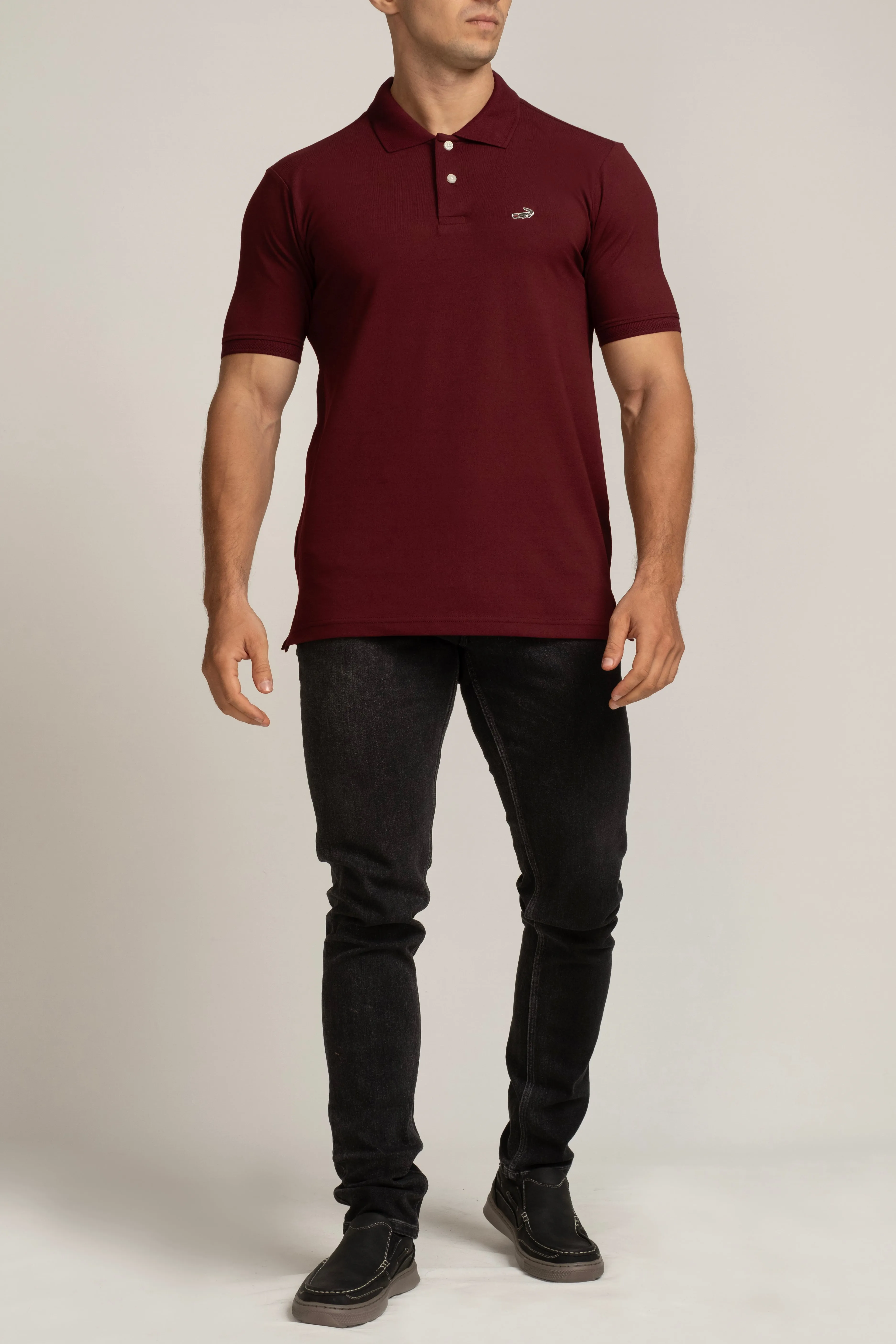 Crocodile Mens Supima Polo T Shirt Regular Fit Windsor Wine