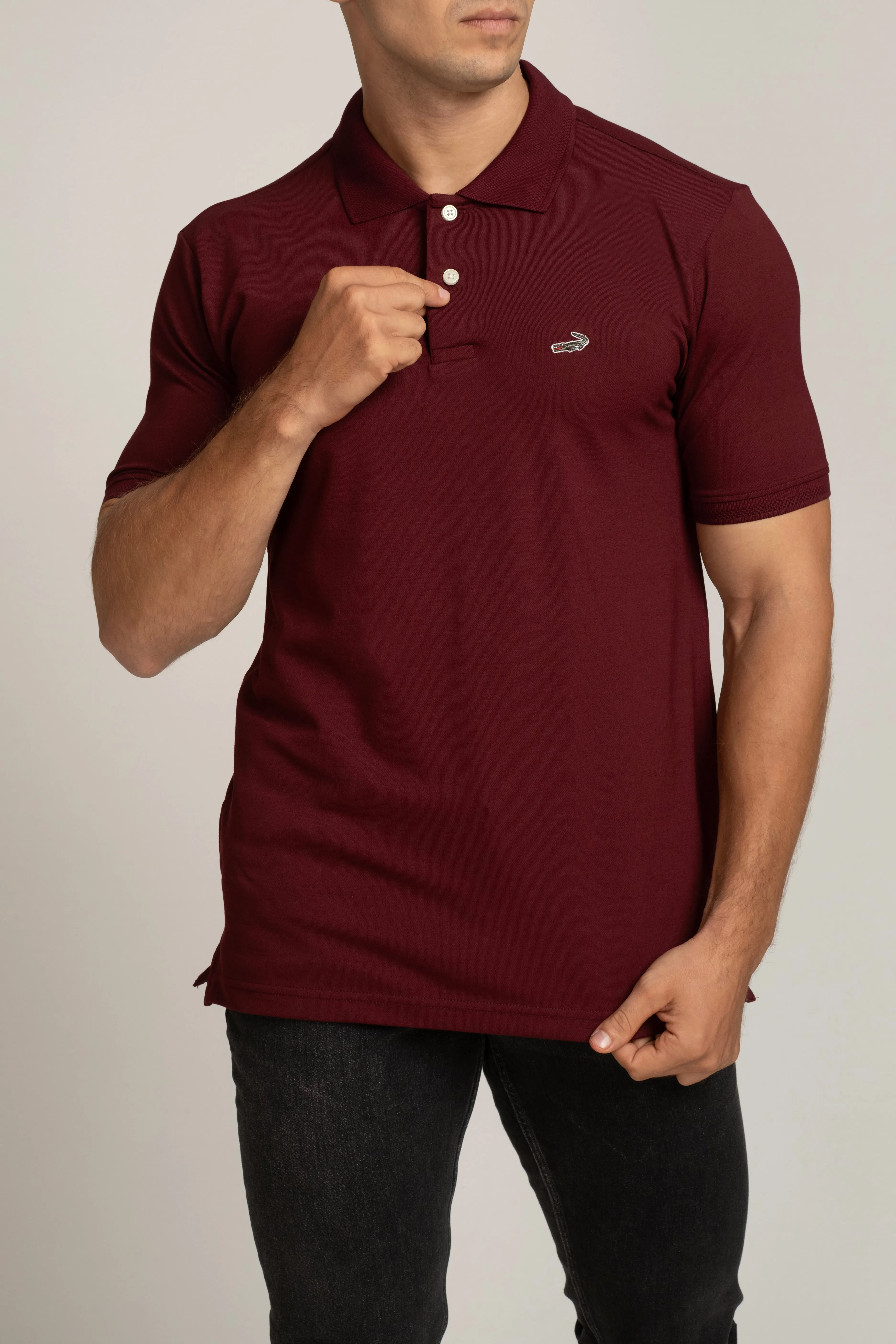 Crocodile Mens Supima Polo T Shirt Regular Fit Windsor Wine