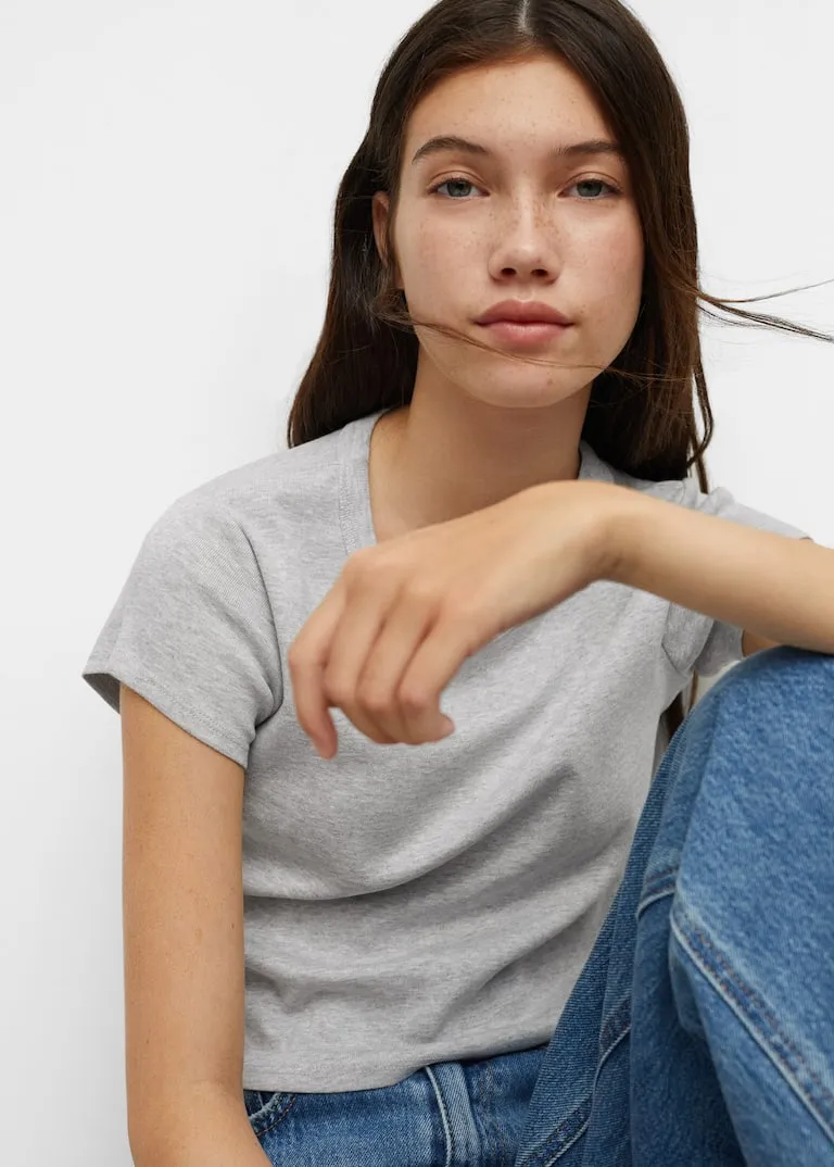 Cropped cotton T-shirt