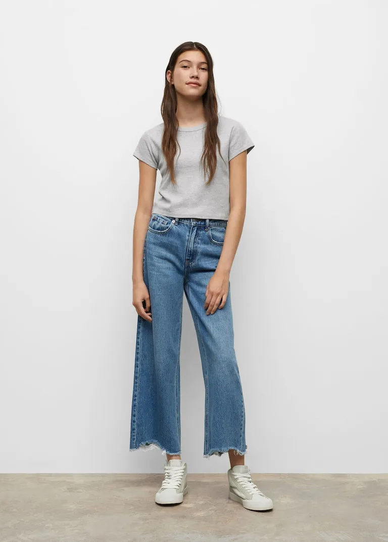 Cropped cotton T-shirt