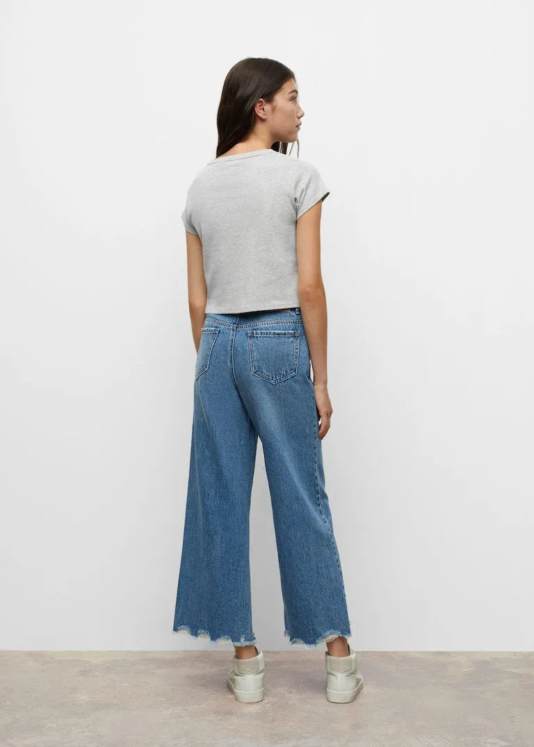 Cropped cotton T-shirt