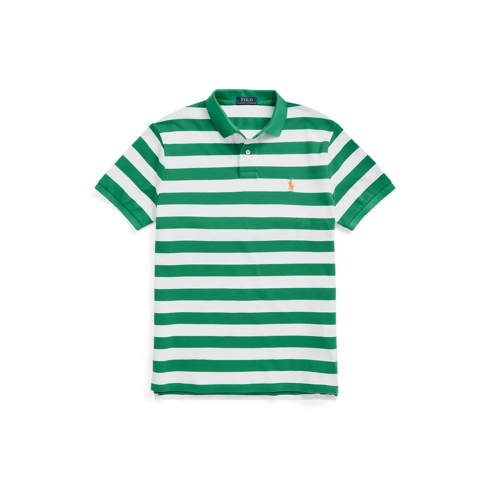 Custom Fit Mesh Polo -  Stripe - Lifeboat Green & White