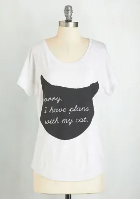 Cute Cat Shirt Women, Cat Quotes T Shirt, Funny Cat Tees, Plans With My Cat, Cat Lover Gifts, Loose Fit Dolman Cat Top Sizes, S - 2XL