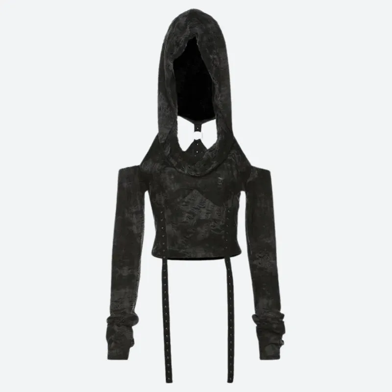 Cyberpunk Off Shoulder Hooded Top