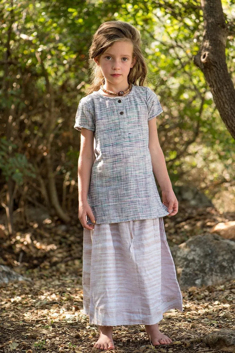 Earth Fairy Girls Skirt ๑⋙ Handwoven Khadi Cotton